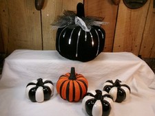 Lot of 5 Assorted Black  White  Orange Pumpkin Decorations