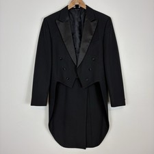 Vintage Long Tailcoat Tuxedo Jacket Sz 38L USA Made Satin Peak Lapels