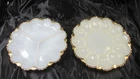 Vtg White Milk Glass: Deviled Egg & Relish Plate 22K Gold Trim Anchor Hocking