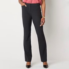 Liz Claiborne Audra Tailored Straight Leg Mid Rise Trousers Charcoal Womens 12