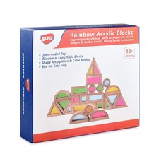Rainbow Sensory Blocks 24 pcs - Wooden Toys for Gift- Play on Light Table/S...