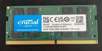 Crucial DDR4 RAM 32GB 3200MHz SODIMM CL22, Arbeitsspeicher für Laptop/Notebook