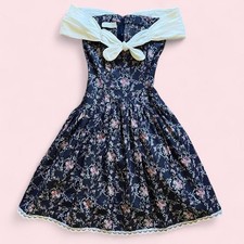 GUNNE SAX 1980s RARE VINTAGE COTTON FLORAL CORSET COQUETTE PRINCESS DRESS XS
