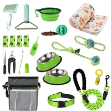PupLuxe Puppy Starter Kit - Green 22 Piece Bundle Great for Dog Training, Per...