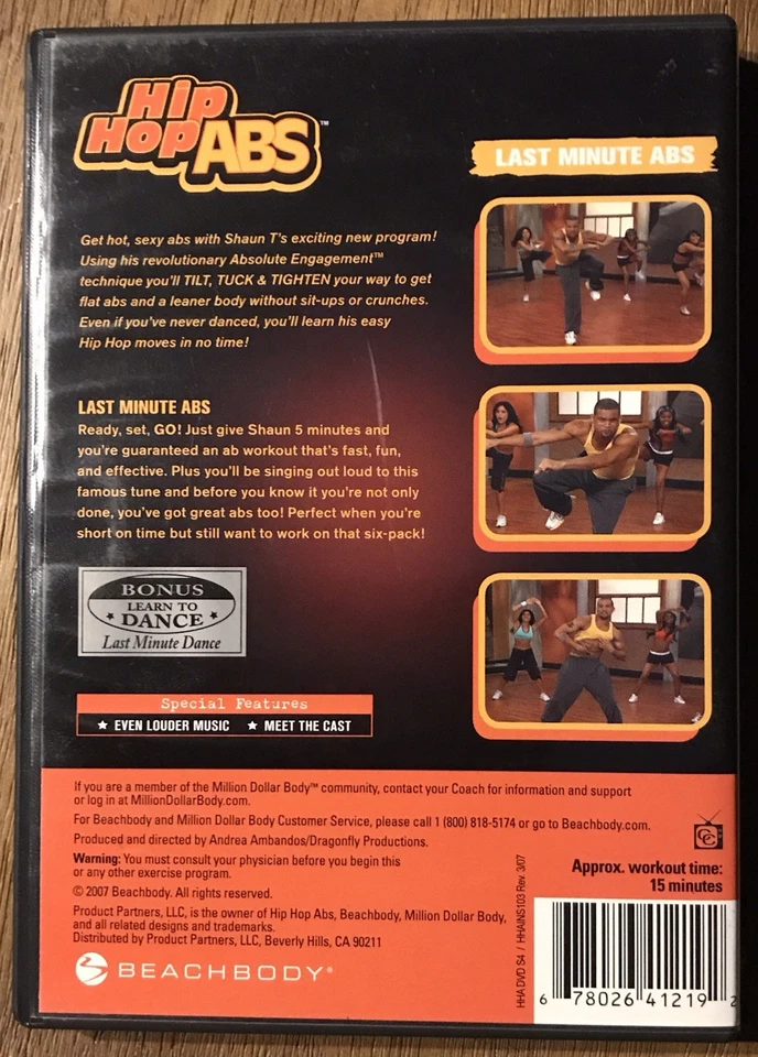 Hip Hop Abs-Last Minute Abs with Shaun T (DVD, 2007) ~ ⭐NEW/SEALED⭐ - Image 2 of 2
