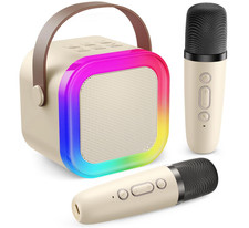 Kids Mini Karaoke Machine Portable Bluetooth Speaker with 2 Wireless Microphones