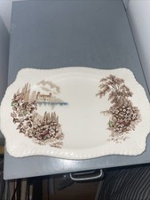 Vintage Johnson Brothers "Castle On The Lake" Transferware Servierplatte