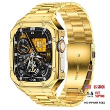 Stainless Steel Watch Band with Case Compatible with 49mm Ultra 3 2 1  Gold