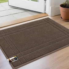 Door Mat for Entrance, TPR Non-Slip Backing, 20" x 32", Light Brown Washable L