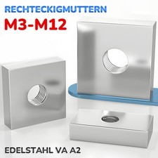Edelstahl VA A2 Rechteckigmuttern Nutenstein Gewindeplatte Schieberblockmuttern