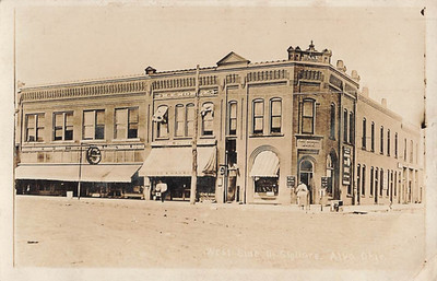 Postcard Alva Oklahoma West Side of Square Street Scene First National Bank RPPC