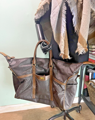 PIERRE BALMAIN VINTAGE By Maruem Japan Coated Canvas Brown Leather