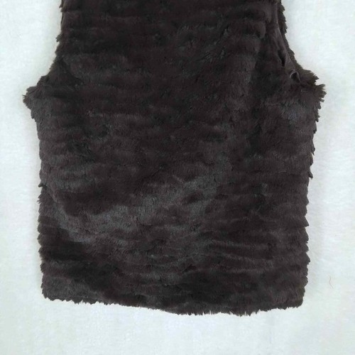 Girl's Faux Fur Sleeveless Open Front Hoodie Size Medium in Brown - Picture 9 of 12