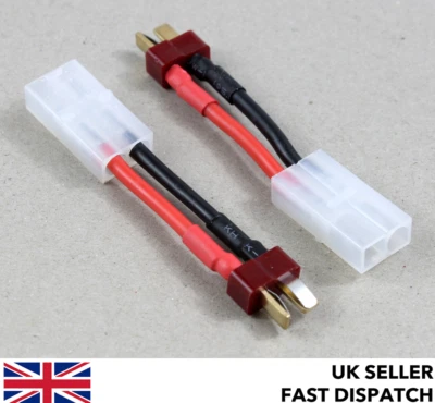 UK RC TECH Deans T-Plug Male to Tamiya Male Connector Adaptor/Wire/Cable 30mm 14 AWG