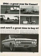 1964 Mercury Comet White 2-door Coupe Vintage Print Ad 1 1964 Mercury Comet White 2-door Coupe Vintage Print Ad 1