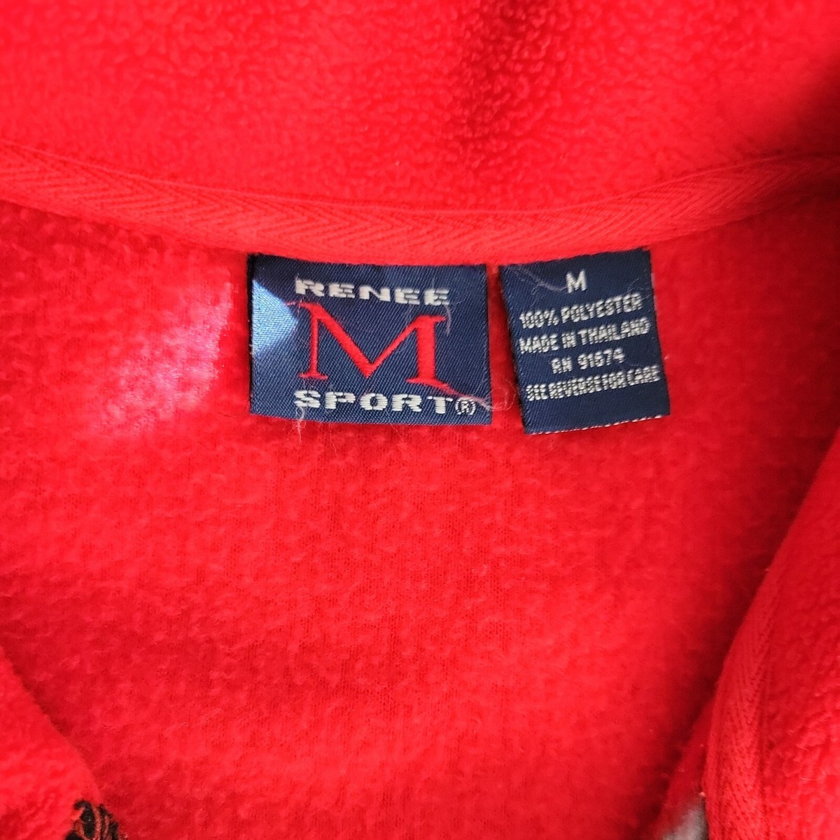 Renee Sport Womens Zip Holiday Fleece-Size Med-Red Christmas