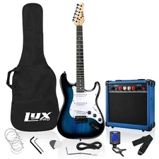 LyxPro Beginner 39” Electric Guitar & Electric Guitar Accessories, Blue