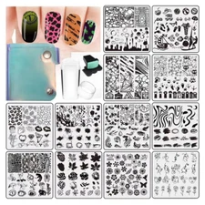 Nail Stamping Plates Set 12Pcs Nail Plates 1 Nail Art Stamper 1Scraper 1Storage