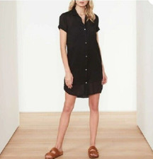 James Perse Cotton Voile Shirt Dress Size Medium / 2 Black Sheer Minimalist