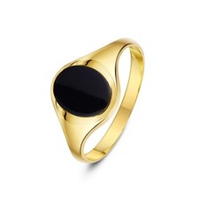 Men's 9ct Yellow Gold Onyx Stone Oval-Shaped Signet Ring