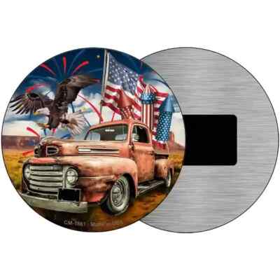 Eagle Rusty Truck 3.5'' Magnet Plaque Fridge Refrigerator Kitchen Home Wall Door