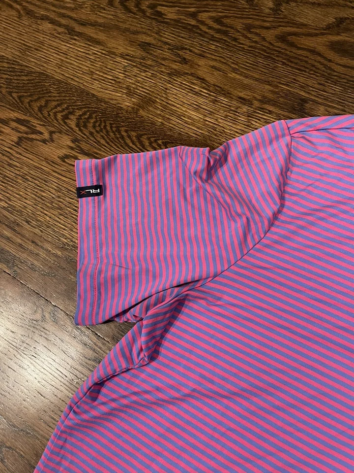 Camisa polo de golf RLX Ralph Lauren a rayas para hombre grande rosa azul Foto 4 de 4