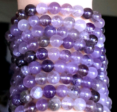 8mm AUTHENTIC AURALITE 23 Bracelet Cacoxenite Amethyst Quartz Super Seven Sis.