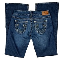 Vtg Y2K True Religion Joey Jean Flare Low Rise Denim Embroidered 29 32x34