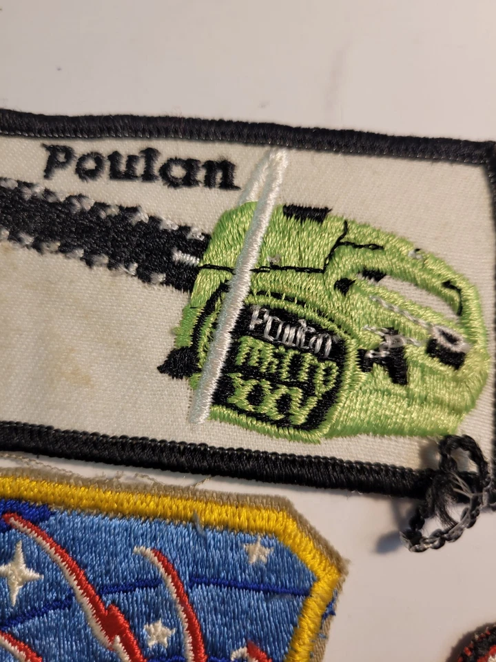 4 Vintage Cloth  Patch  Red Airplane Poulan Chain Saw Green Airforce Red Tongue - Image 4 of 4