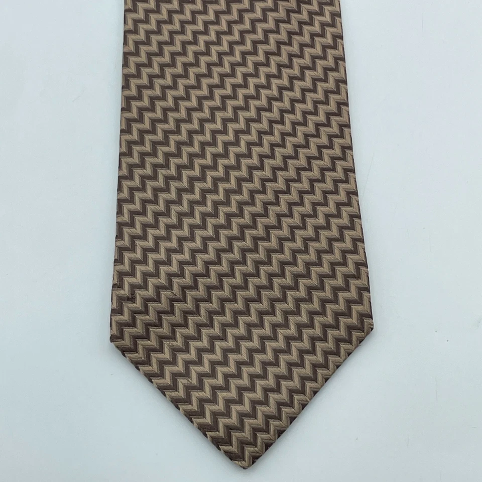 Corbata de Seda Jones New York Marrón Geométrica Para Hombre Clásica Formal EE. UU. 3.5"x59" Foto 2 de 4