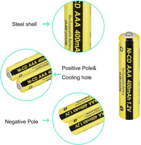 4PCS AAA 400mAh Rechargeable Batteries NiCd Battery for Garden Solar Ni-Cd US - Picture 3 of 6