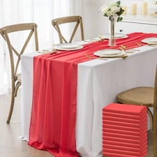 12 Pack Chiffon Table Runner 14x108 Inch Long 9ft Sheer Table Runners for Par...