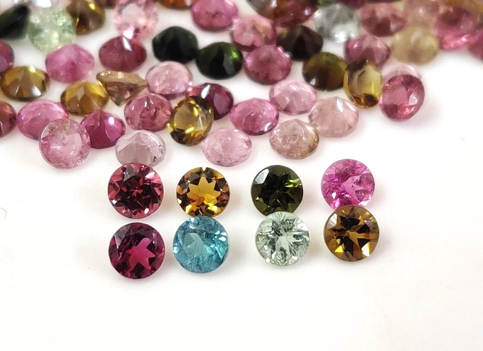 Natural Top Quality Multi Color Tourmaline Round Cut 3.5 mm Loose Gemstone Lot - Image 4 of 4