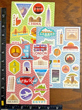 TRAVEL AROUND THE WORLD THEME, 3 SHEETS BEAUTIFUL STICKERS VIAJE7