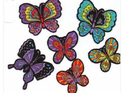 Set of 8 Little Neon Butterflies - Iron On Fabric Appliques