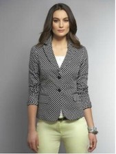 New York Co Black White Sateen Geo Print Fully Lined Jacket Blazer sz Sz 6 EUC