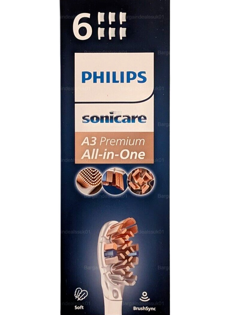 Philips Sonicare A3 Replacement Heads Premium All-in-one Toothbrush Head - 6 Pk