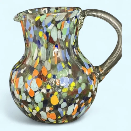 Murano Vase 9”pitcher Carafe ￼ Colorful, Large, Heavy Hand Made Blown Glass