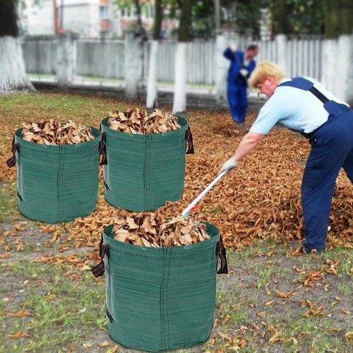 3 Pack Reusable Garden Waste Bags 72 Gallon Yard Leaf Lawn Trash Waste Bags