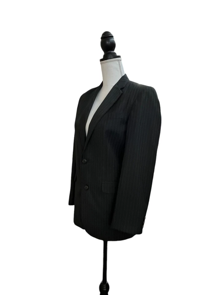 Chaps Youth Boys Black Pinstripe 2-Piece Jacket Pant Suit Set 16R - Image 2 of 4