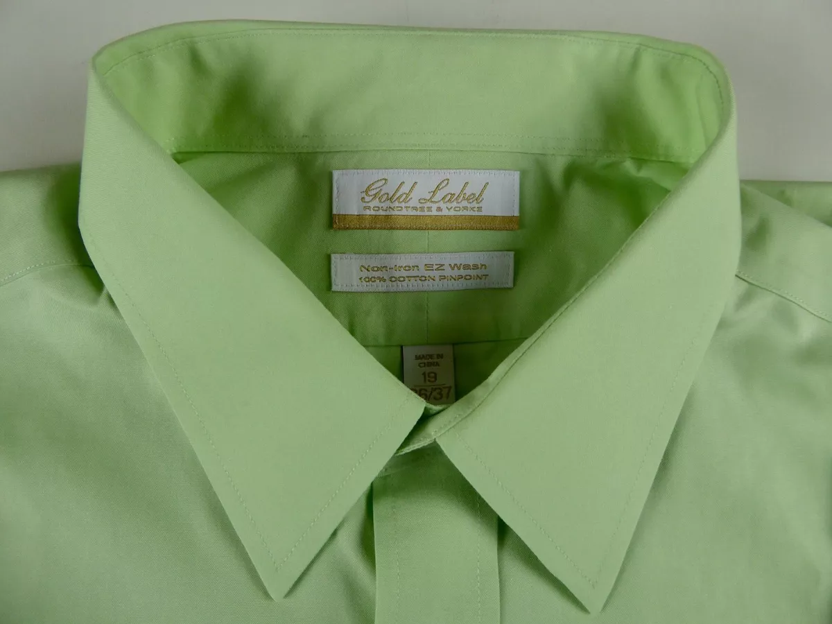 Roundtree Yorke Gold Label Non Iron EZ Wash Dress Shirt NWT 75 Pinpoint Cotton