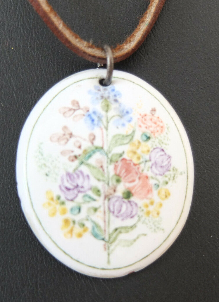 Pendentif Peinture Sur Agate - Argenté - Fait Main - France - Occasion