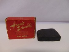 vintage original Hannes Schmids Swiss Ski Wax in red box speed wax 3" x 2 1/2"