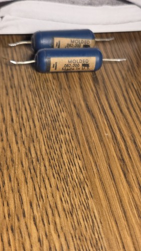 2-Molded Blue Ajax Capacitor.082 200V Test .080/.081 uf Fender Magnatone Guitar