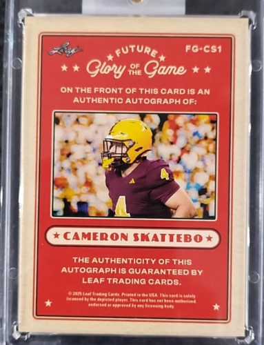 2025 Leaf Glory Of The Game Cameron Skattebo 07/99 Future AUTO Rookie GIANTS - Bild 2 von 5