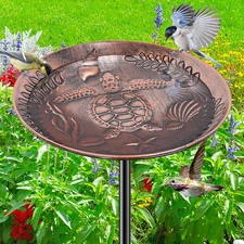 40 Inch Metal Bird Bath for Outside, Detachable Birdbath & Birdfeeder with Base 