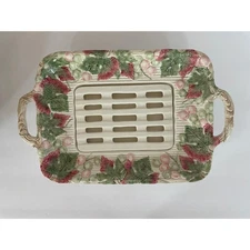 Discontinued Vintage Flitz & Floyd Bordeaux Platter Tray with Strainer, Ceramic