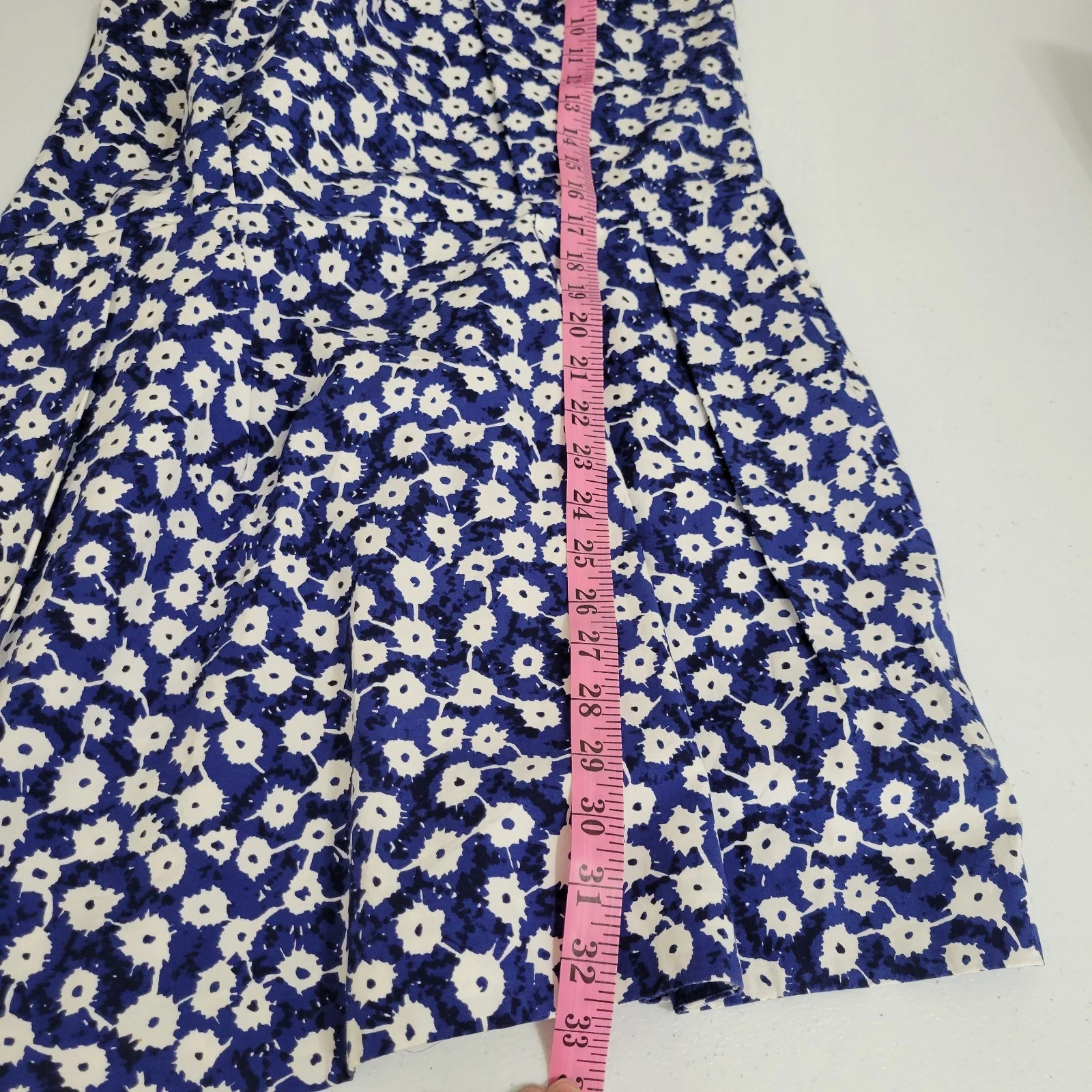 Mini Abito Kate Spade Saturday Nuovo con etichette Blu Floreale Pieghettato Grandi Tasche Viaggio Vaca