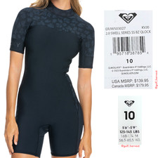 Roxy Women's 2mm Swell Series Black Short Sleeve Back Zip Spring Wetsuit Size 10