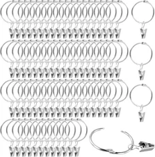 80 Pcs 1.5 Inch Silver Curtain Rings with Clips, 38mm Openable Metal Drapery ...